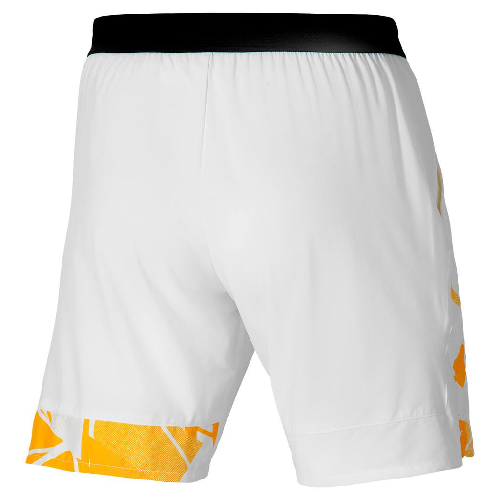 MIZUNO TENNIS SHORT 8 IN AMPLIFY WHITE/CITRUS