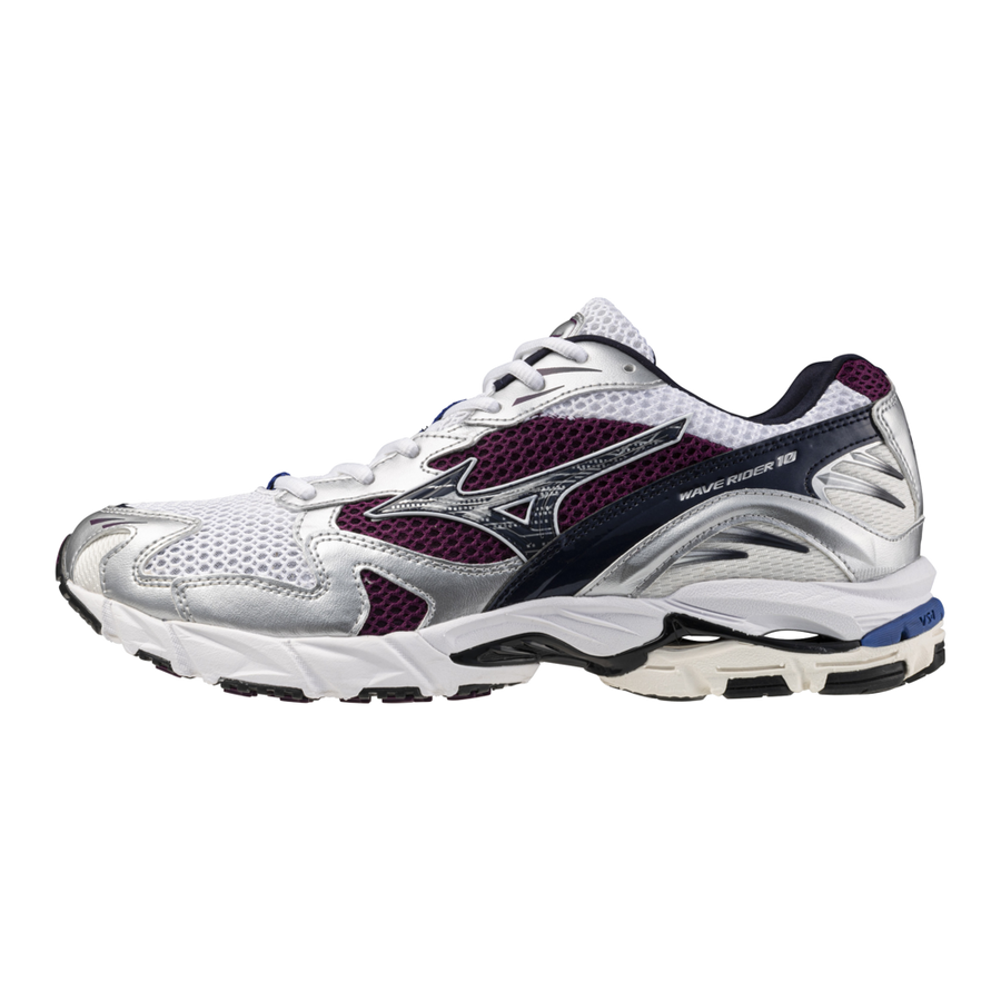 MIZUNO WAVE RIDER 10 WHITE/DARK/PURPLE