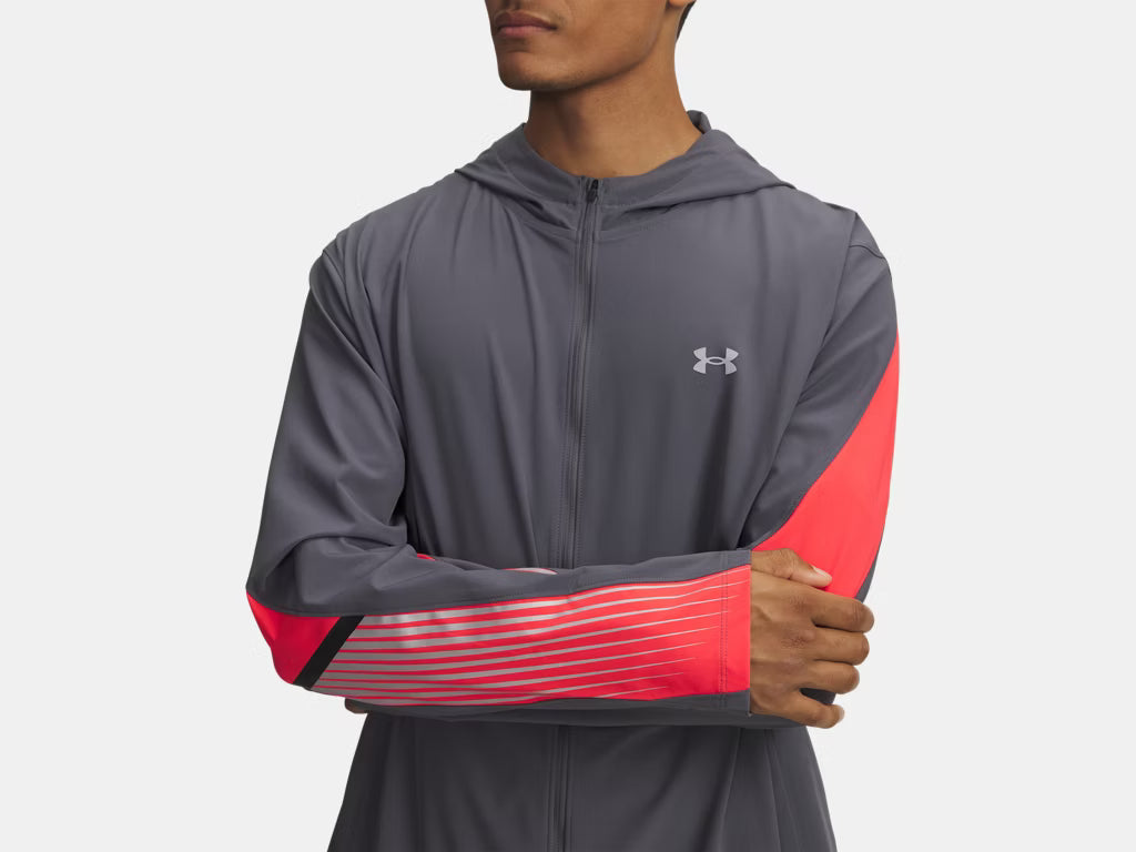 Veste Under Armour Velociti Storm Hooded Red Grey