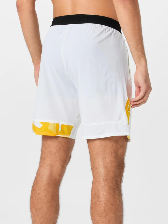 MIZUNO TENNIS SHORT 8 IN AMPLIFY WHITE/CITRUS