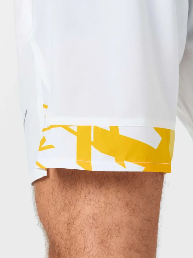 MIZUNO TENNIS SHORT 8 IN AMPLIFY WHITE/CITRUS